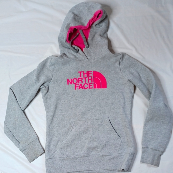 The North Face Tops - The North Face grey & pink hoodie in XS Women's